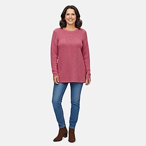 LOVE RYAN Fuchsia Knitted Chenille Sweater - S