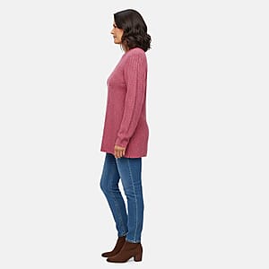 LOVE RYAN Fuchsia Knitted Chenille Sweater - S