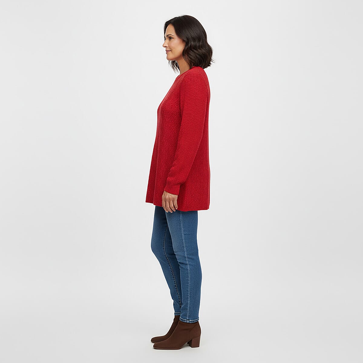 LOVE RYAN Red Knitted Chenille Sweater - L image number 1