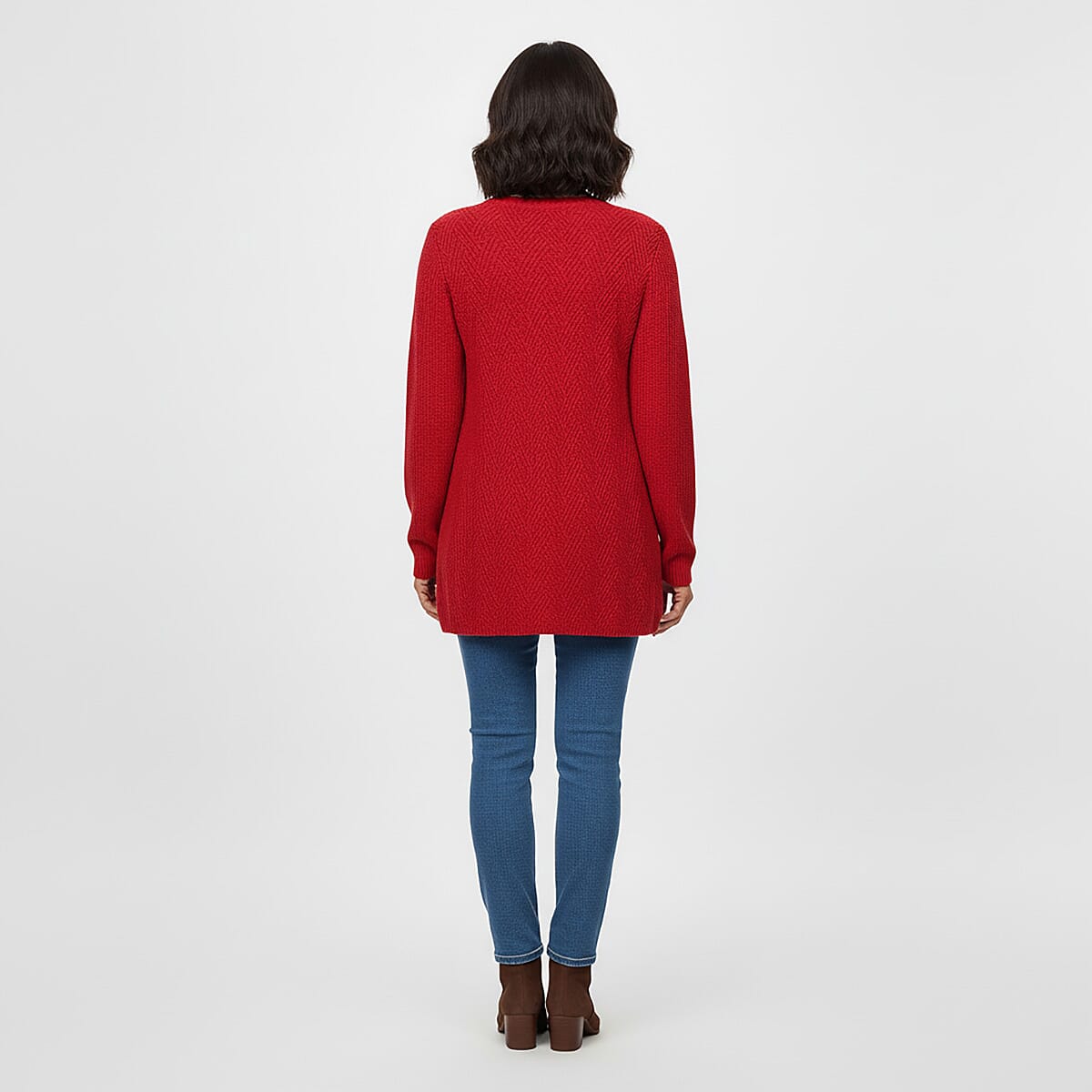 LOVE RYAN Red Knitted Chenille Sweater - M image number 2
