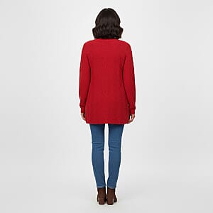 LOVE RYAN Red Knitted Chenille Sweater - M