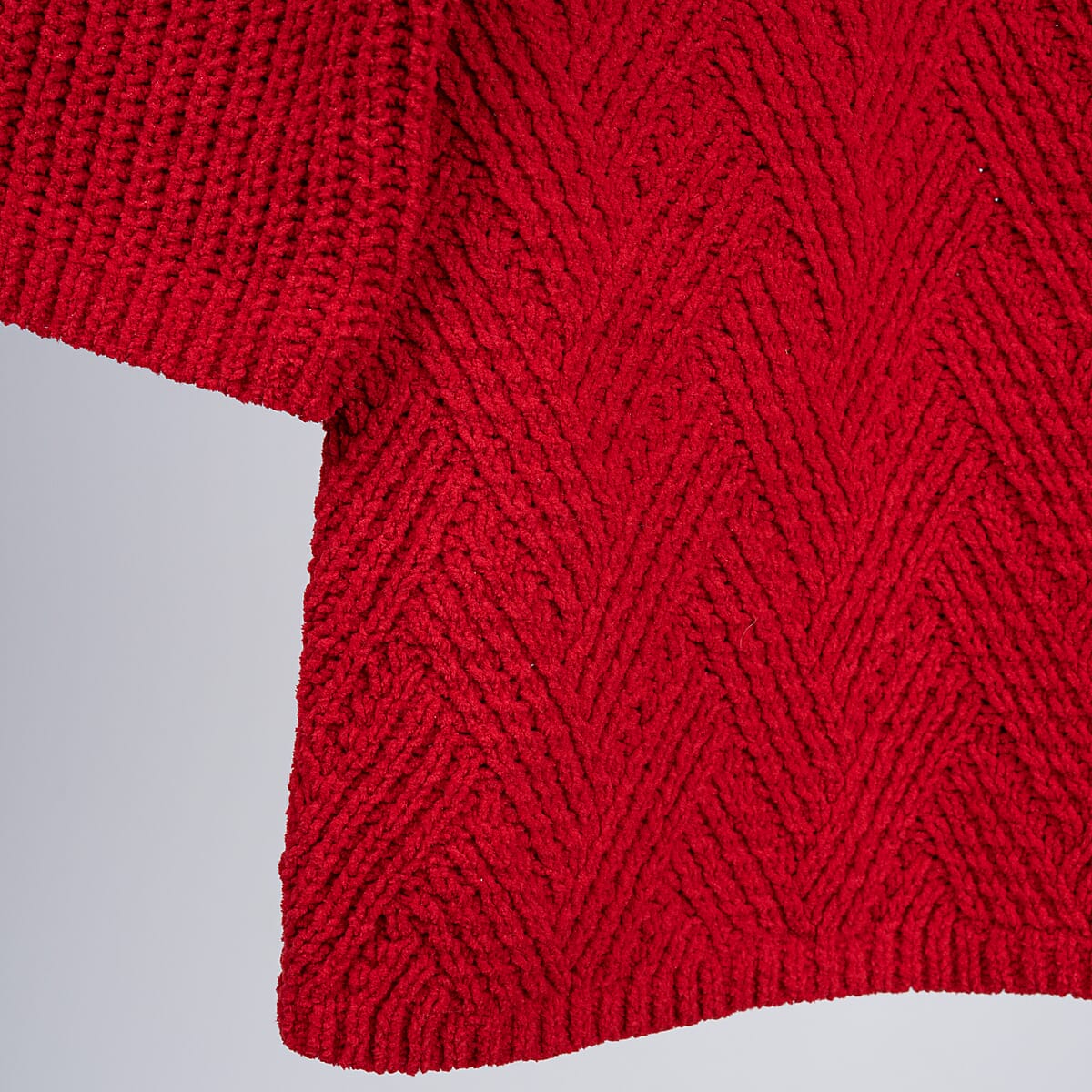 LOVE RYAN Red Knitted Chenille Sweater - M image number 3