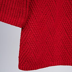 LOVE RYAN Red Knitted Chenille Sweater - M