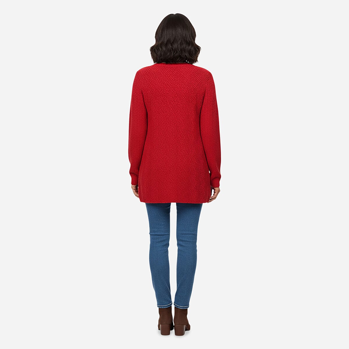 LOVE RYAN Red Knitted Chenille Sweater - S image number 1