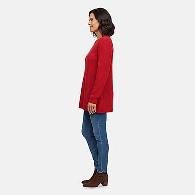 LOVE RYAN Red Knitted Chenille Sweater - S