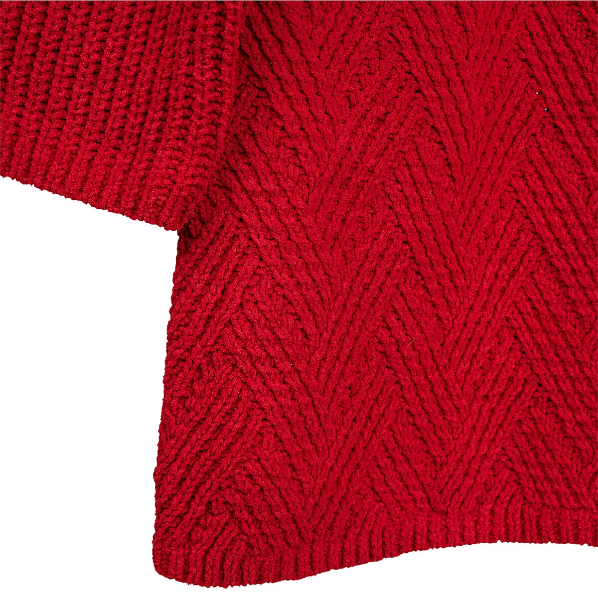 LOVE RYAN Red Knitted Chenille Sweater - S image number 3