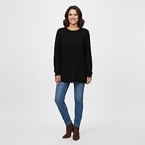 LOVE RYAN Black Knitted Chenille Sweater - XL