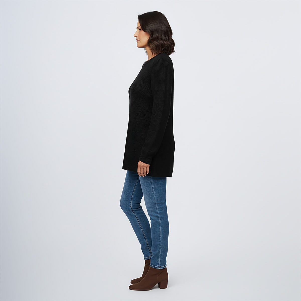 LOVE RYAN Black Knitted Chenille Sweater - XL image number 1