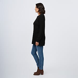 LOVE RYAN Black Knitted Chenille Sweater - XL