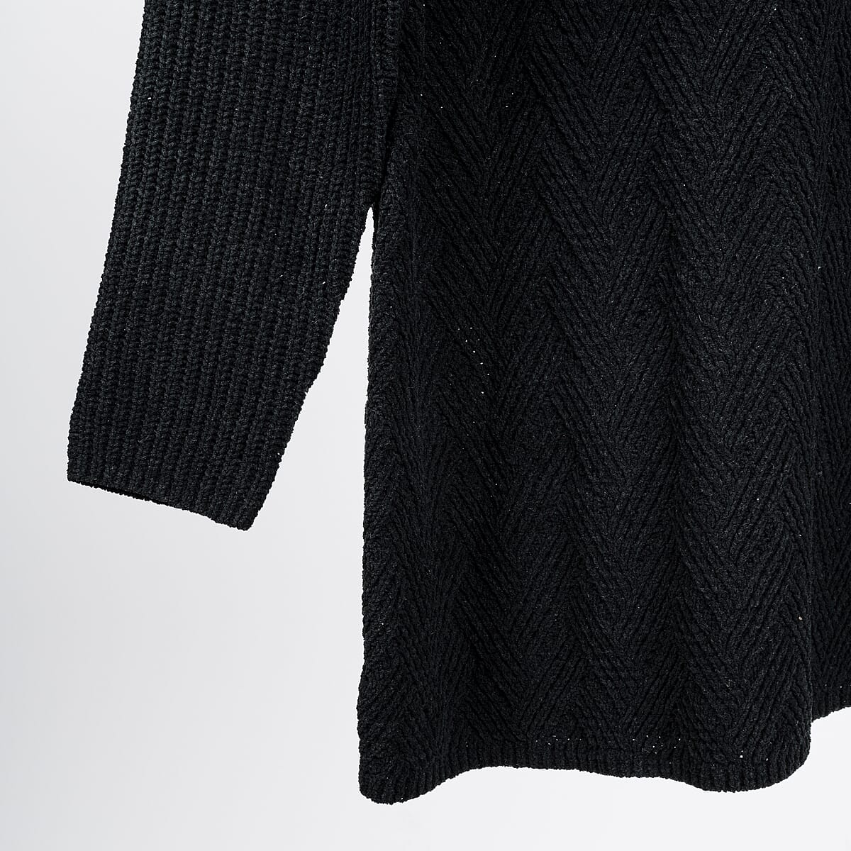 LOVE RYAN Black Knitted Chenille Sweater - XL image number 3