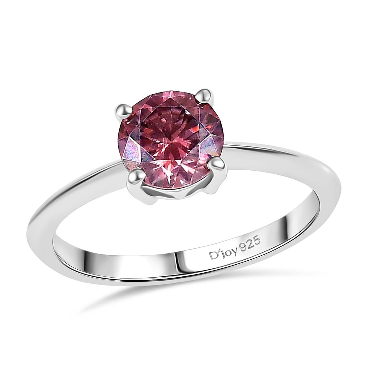 D'Joy Luxury Red Moissanite 1.00 ctw Ring in Rhodium Over Sterling Silver (Size 6.5)