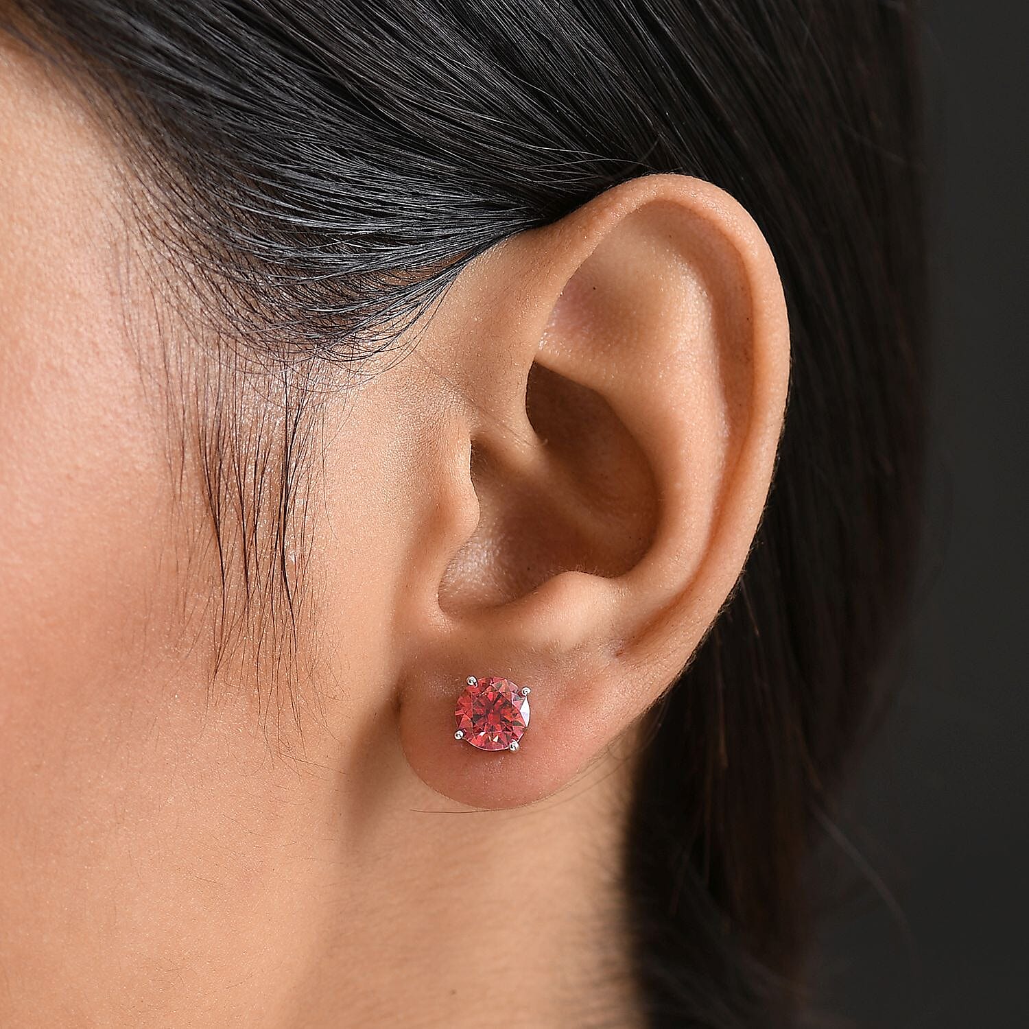 D'Joy Luxury Red Moissanite 1.90 ctw Earrings in Rhodium Over Sterling Silver