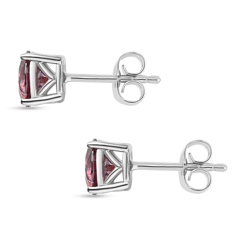 D'Joy Luxury Red Moissanite 1.90 ctw Earrings in Rhodium Over Sterling Silver