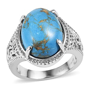 EverTrue Mojave Blue Turquoise 8.20 ctw Ring in Stainless Steel (Size 10.0)