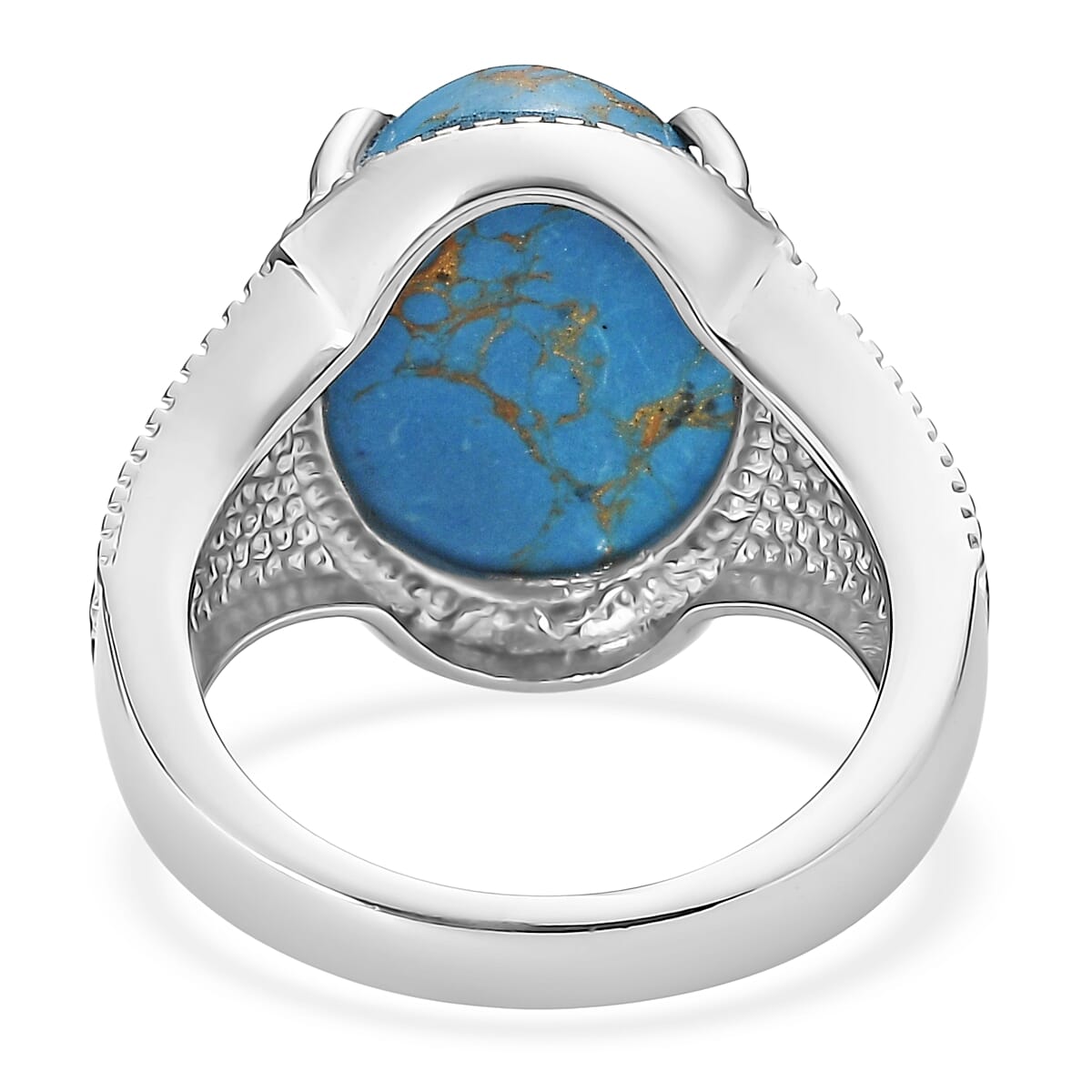 EverTrue Mojave Blue Turquoise 8.20 ctw Ring in Stainless Steel (Size 10.0) image number 4