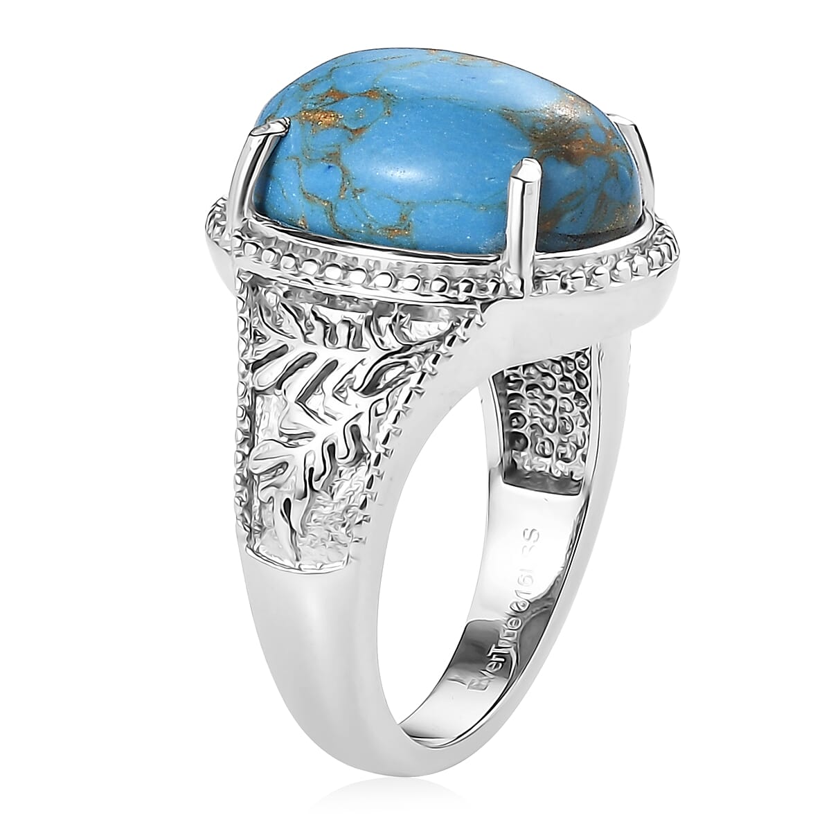 EverTrue Mojave Blue Turquoise 8.20 ctw Ring in Stainless Steel (Size 5.0)