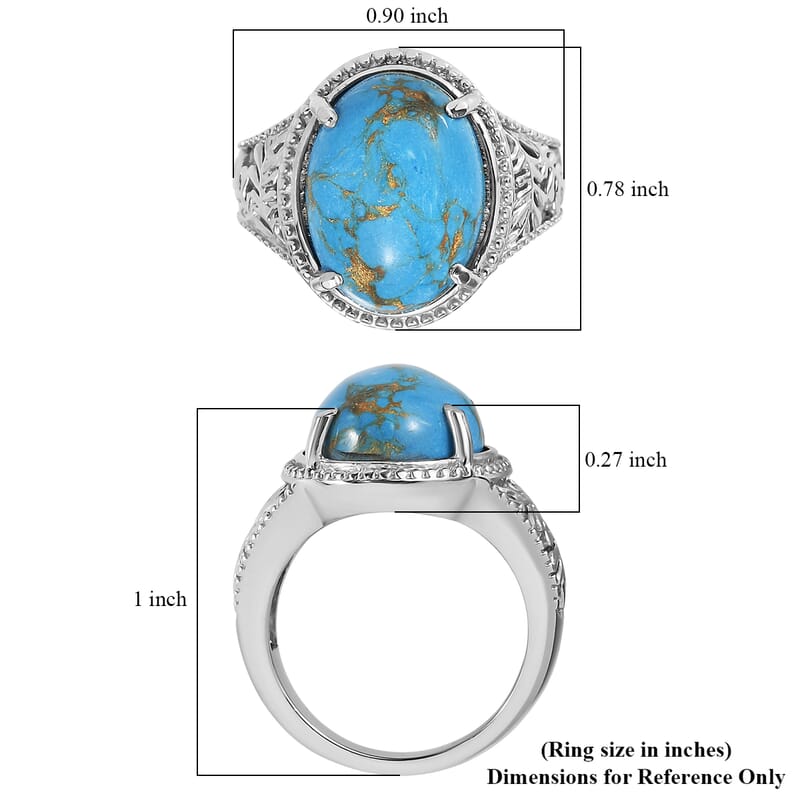 EverTrue Mojave Blue Turquoise 8.20 ctw Ring in Stainless Steel (Size 5.0)