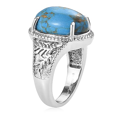 EverTrue Mojave Blue Turquoise 8.20 ctw Ring in Stainless Steel (Size 6.0)