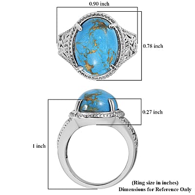 EverTrue Mojave Blue Turquoise 8.20 ctw Ring in Stainless Steel (Size 6.0)