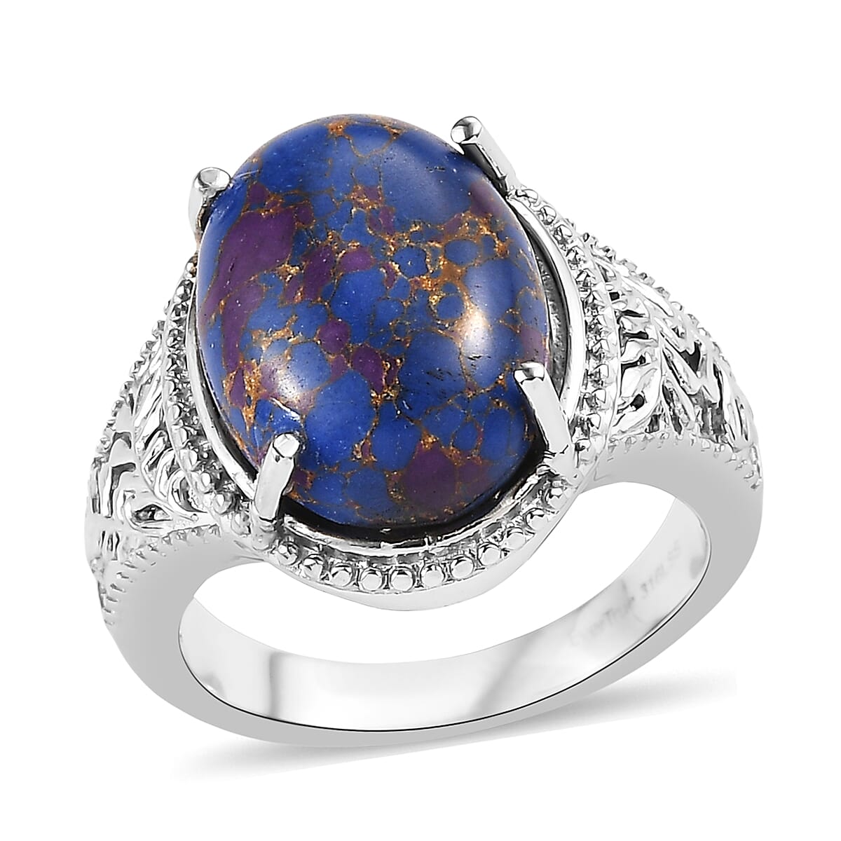 EverTrue Mojave Purple Turquoise 8.40 ctw Ring in Stainless Steel (Size 7.0)