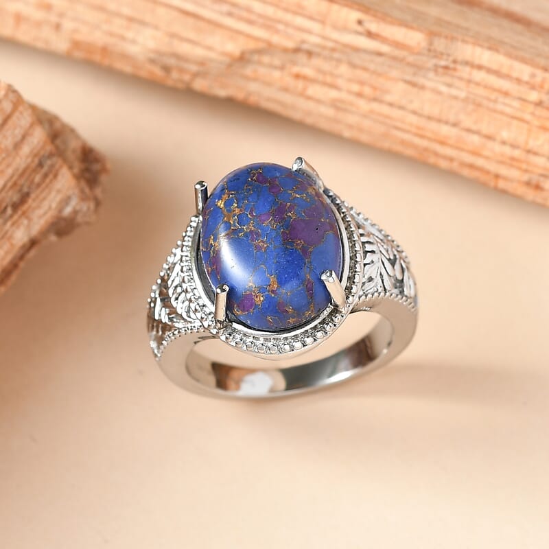 EverTrue Mojave Purple Turquoise 8.40 ctw Ring in Stainless Steel (Size 7.0)