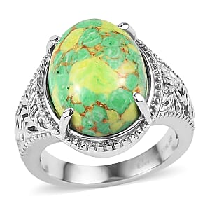 EverTrue Mojave Green Turquoise 8.85 ctw Ring in Stainless Steel (Size 10.0)