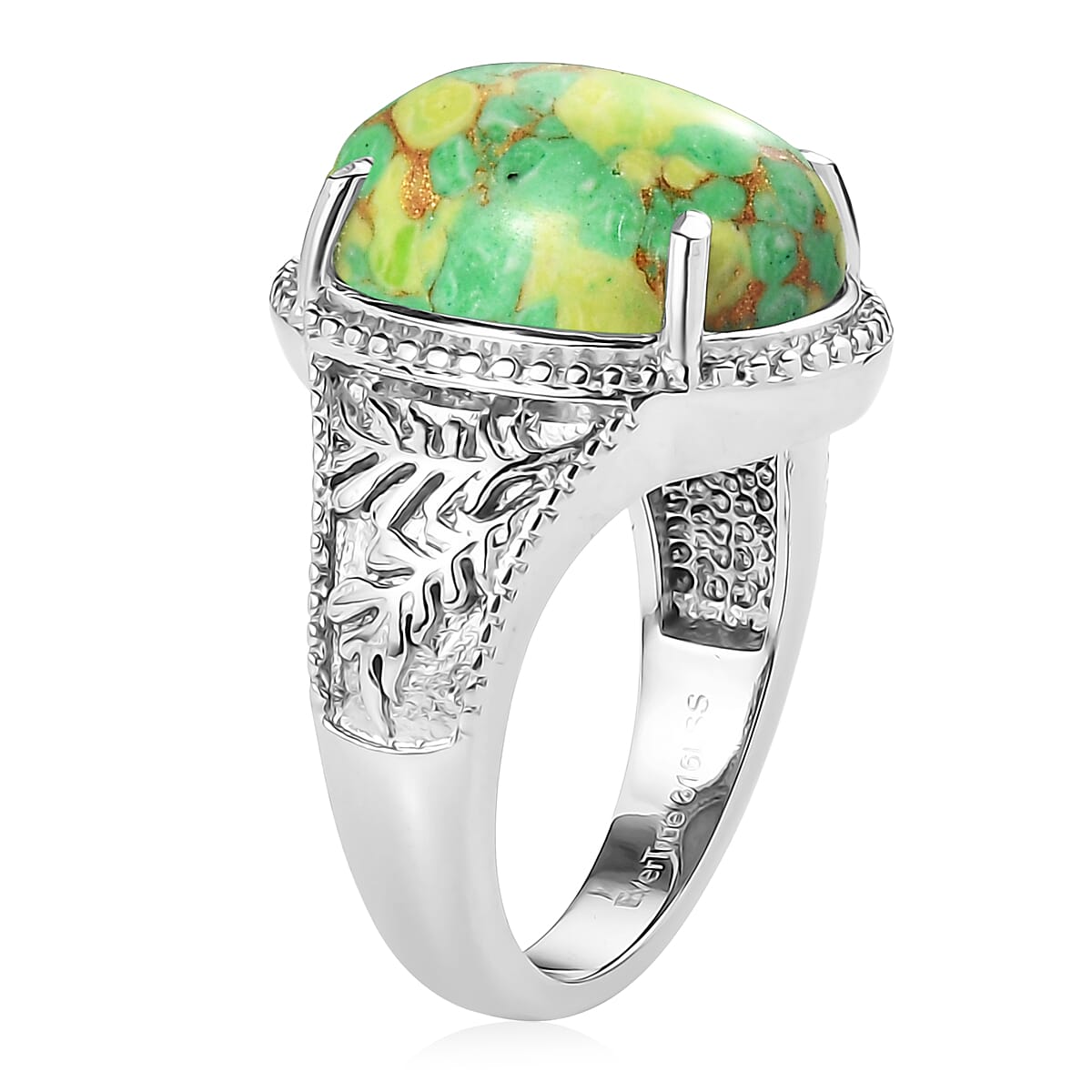 EverTrue Mojave Green Turquoise 8.85 ctw Ring in Stainless Steel (Size 10.0) image number 3