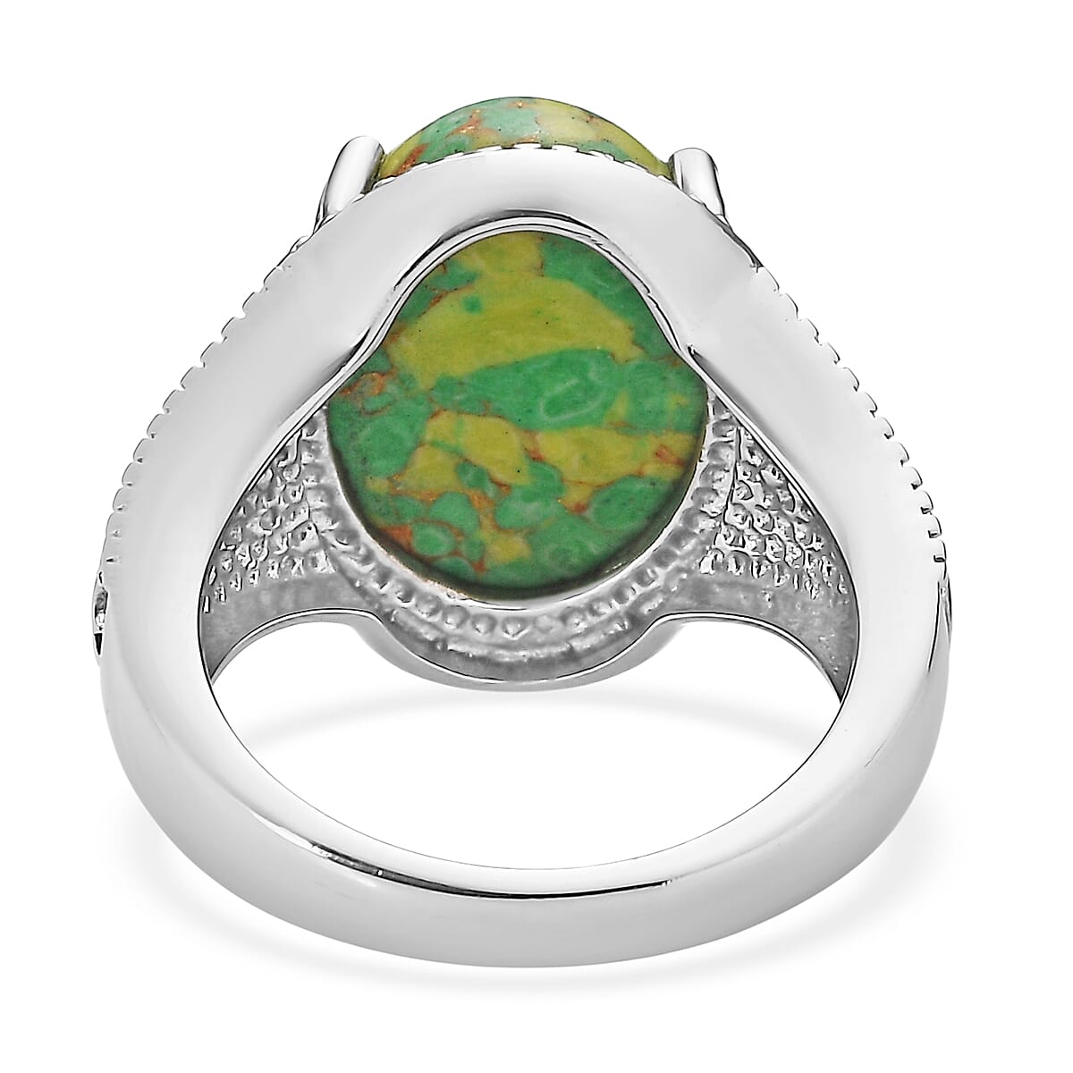 EverTrue Mojave Green Turquoise 8.85 ctw Ring in Stainless Steel (Size 10.0) image number 4