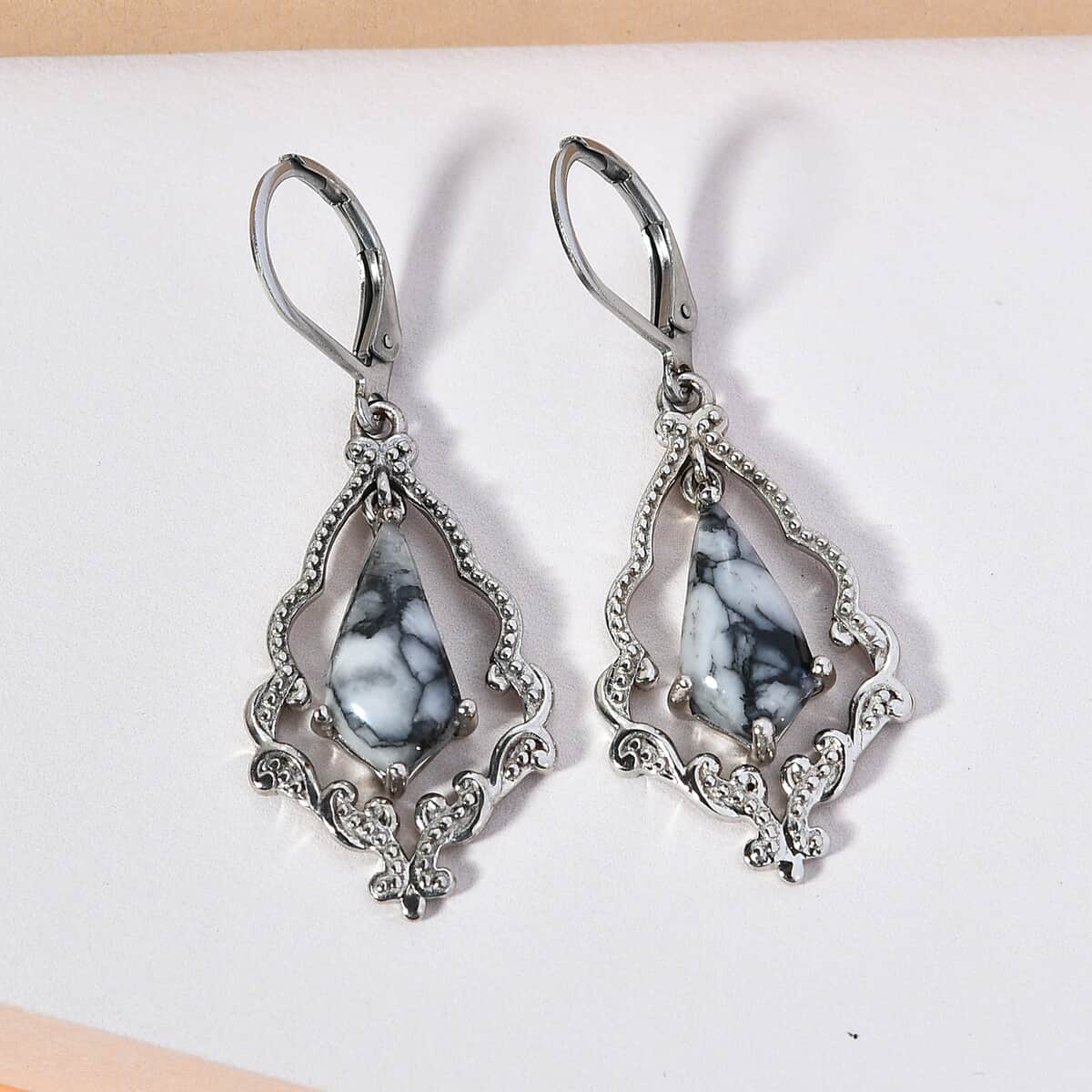 Austrian Pinolith Dangling Earrings in Platinum Over Copper and Stainless Steel 5.60 ctw image number 1