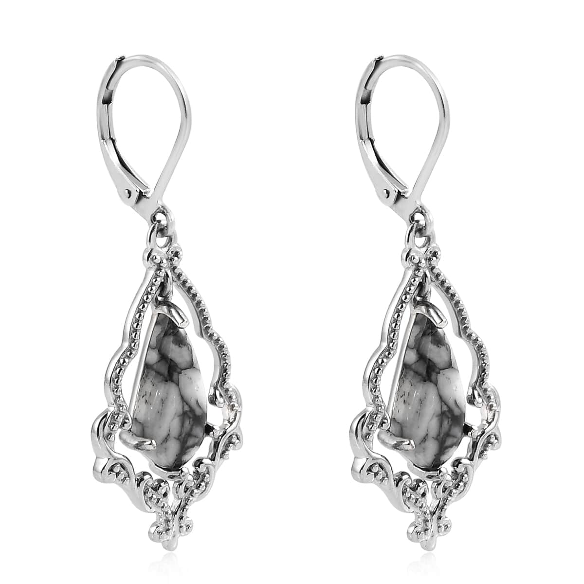 Austrian Pinolith Dangling Earrings in Platinum Over Copper and Stainless Steel 5.60 ctw image number 3