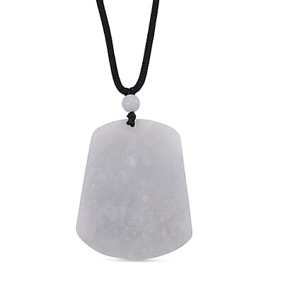 Natural Jade 130.00 ctw Carved Scenery Pendant with Black Rope Cord Necklace 28 Inches
