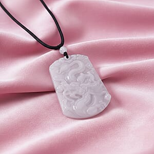 Natural Jade 115.00 ctw Dragon Pendant with Black Cord Necklace (20 Inches)