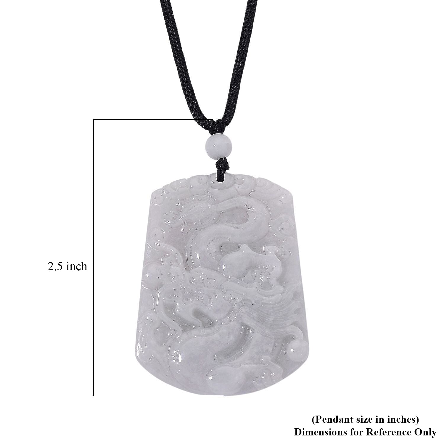 Natural Jade 115.00 ctw Dragon Pendant with Black Cord Necklace (20 Inches)