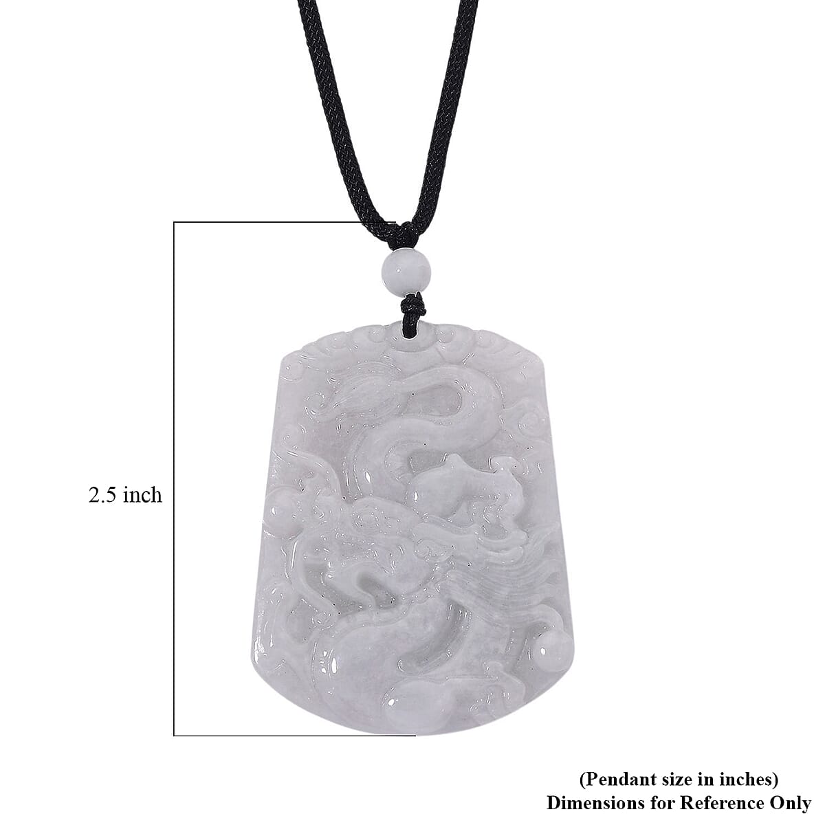 Natural Jade 115.00 ctw Dragon Pendant with Black Cord Necklace (20 Inches) image number 6