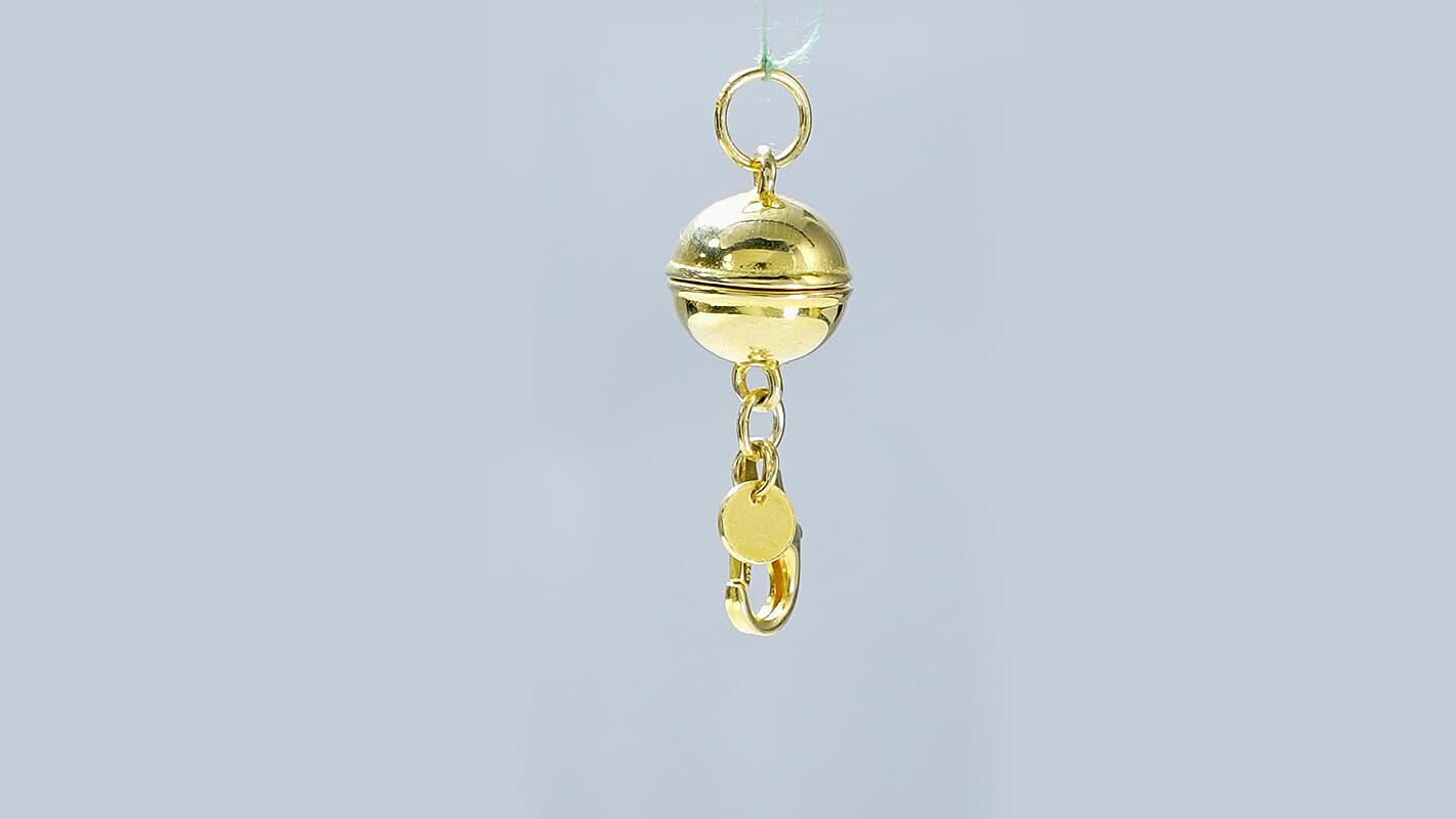 Rhodium Over Sterling Silver 9mm Round Magnetic Lock with Lobster Clasp (2.50 g)