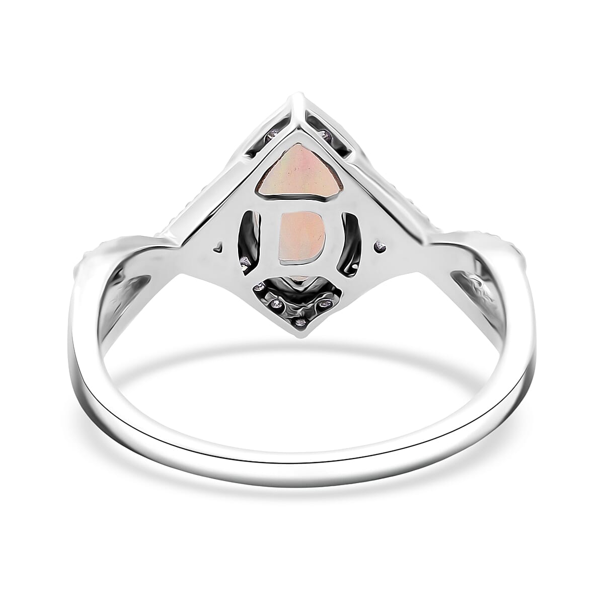 D'Joy Ethiopian Welo Opal and Moissanite 1.00 ctw Ring in Rhodium Over Sterling Silver (Size 10.0)