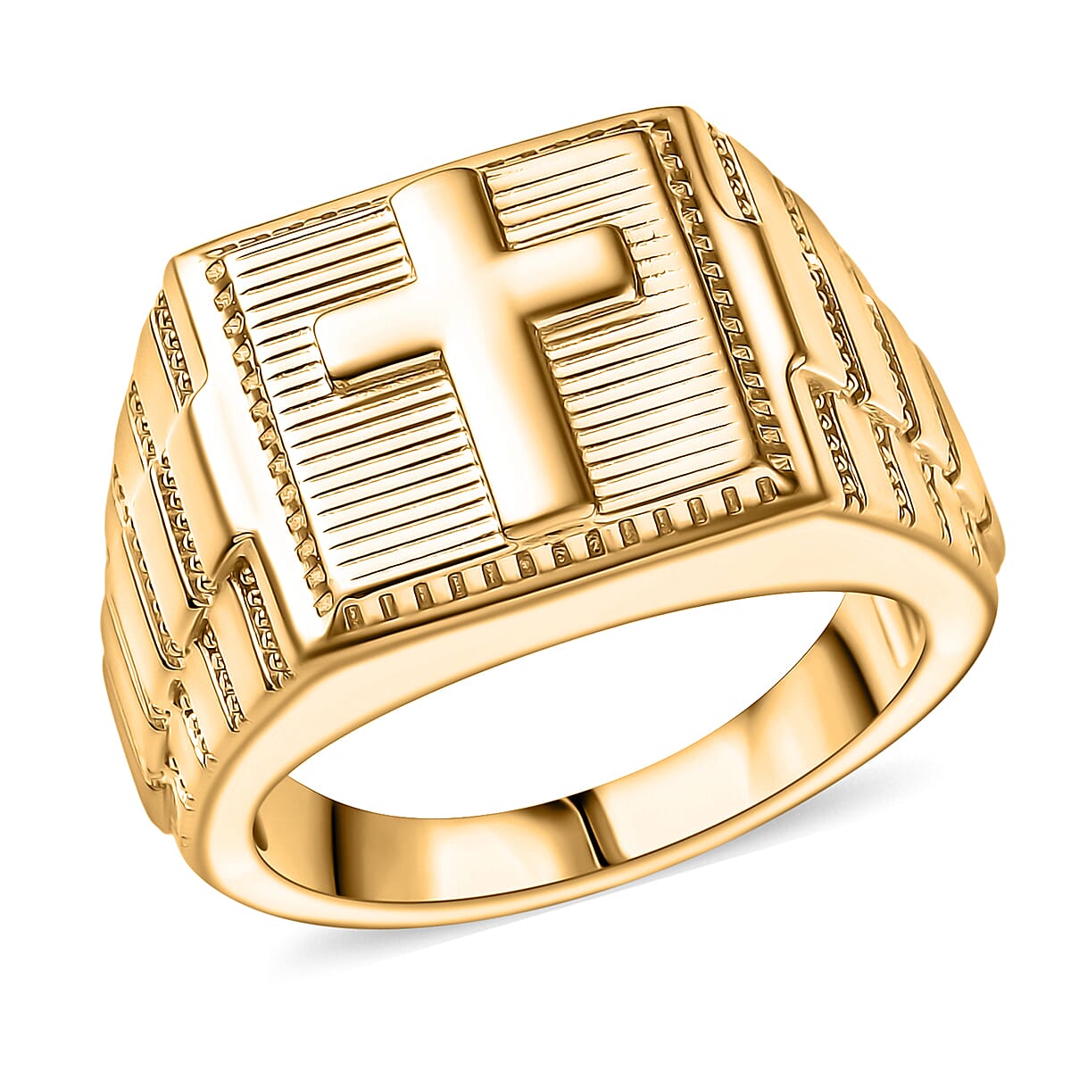 EverTrue Cross Men's Ring in 18K YG Plated Bronze (Size 10.0) image number 0