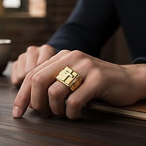 EverTrue Bronzella Collection Faith Line Men's Ring in 18K YG Plated Bronze (Size 10.0)