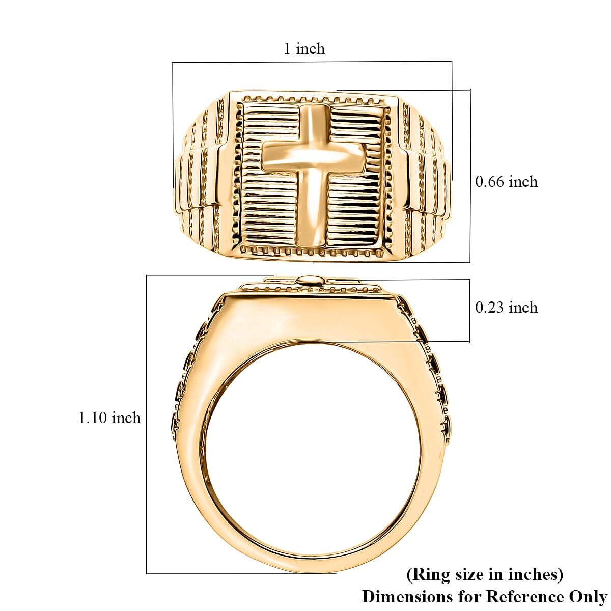 EverTrue Bronzella Collection Faith Line Men's Ring in 18K YG Plated Bronze (Size 10.0)