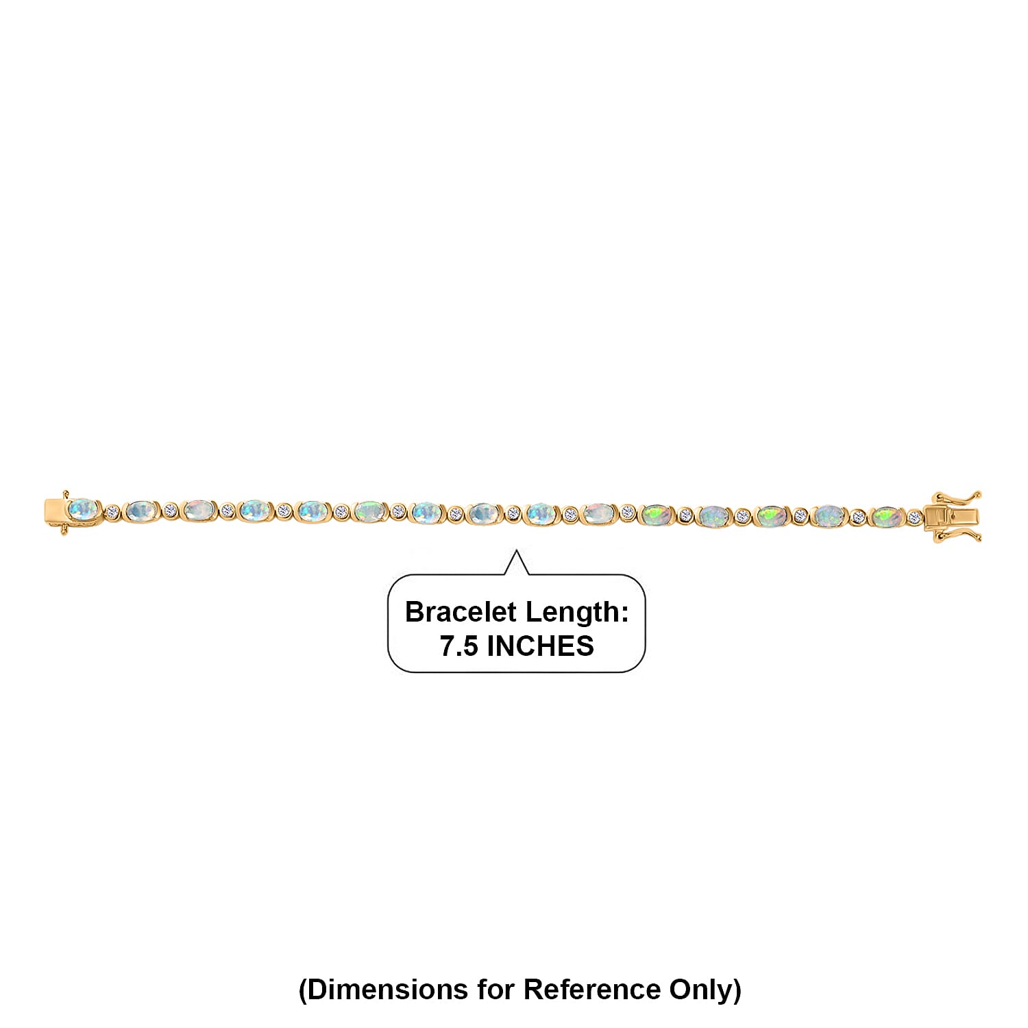 D'Joy Premium Ethiopian Welo Opal and White Zircon 5.40 ctw Bracelet in 18K Vermeil Yellow Gold Over Sterling Silver (7.00 In)