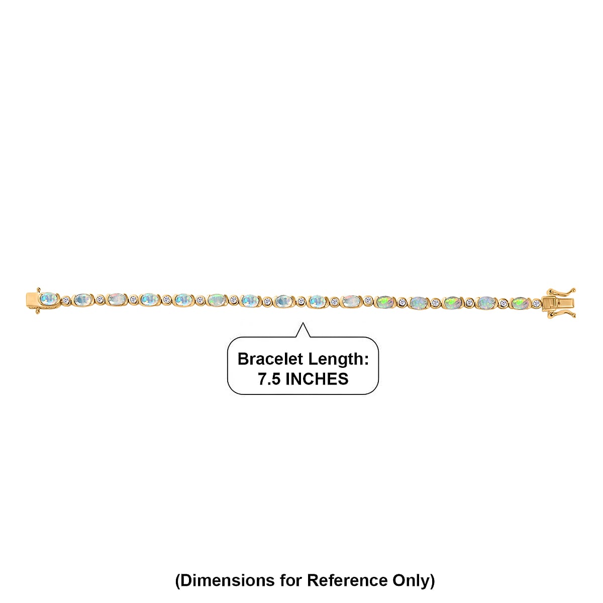 D'Joy Premium Ethiopian Welo Opal and White Zircon 5.40 ctw Bracelet in 18K Vermeil Yellow Gold Over Sterling Silver (7.00 In) image number 4