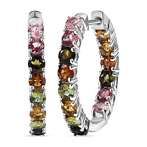 D'Joy Multi-Tourmaline 2.94 ctw Earrings in Rhodium Over Sterling Silver