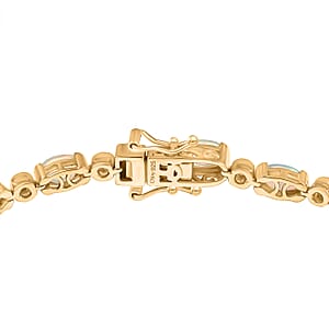 D'Joy Premium Ethiopian Welo Opal and White Zircon 4.90 ctw Bracelet in 18K Vermeil Yellow Gold Over Sterling Silver (8.00 In)