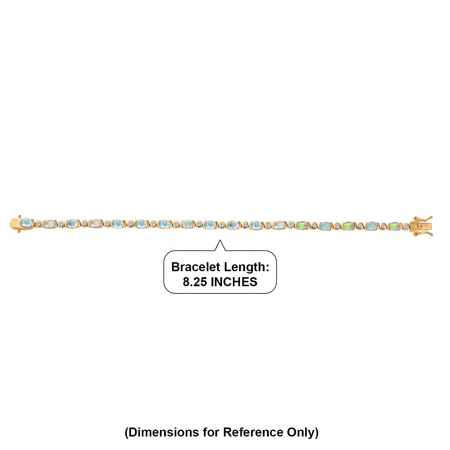 D'Joy Premium Ethiopian Welo Opal and White Zircon 4.90 ctw Bracelet in 18K Vermeil Yellow Gold Over Sterling Silver (8.00 In)