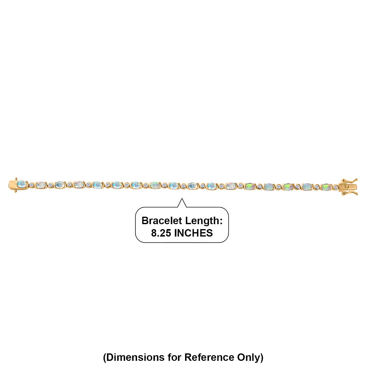 D'Joy Premium Ethiopian Welo Opal and White Zircon 4.90 ctw Bracelet in 18K Vermeil Yellow Gold Over Sterling Silver (8.00 In) image number 4