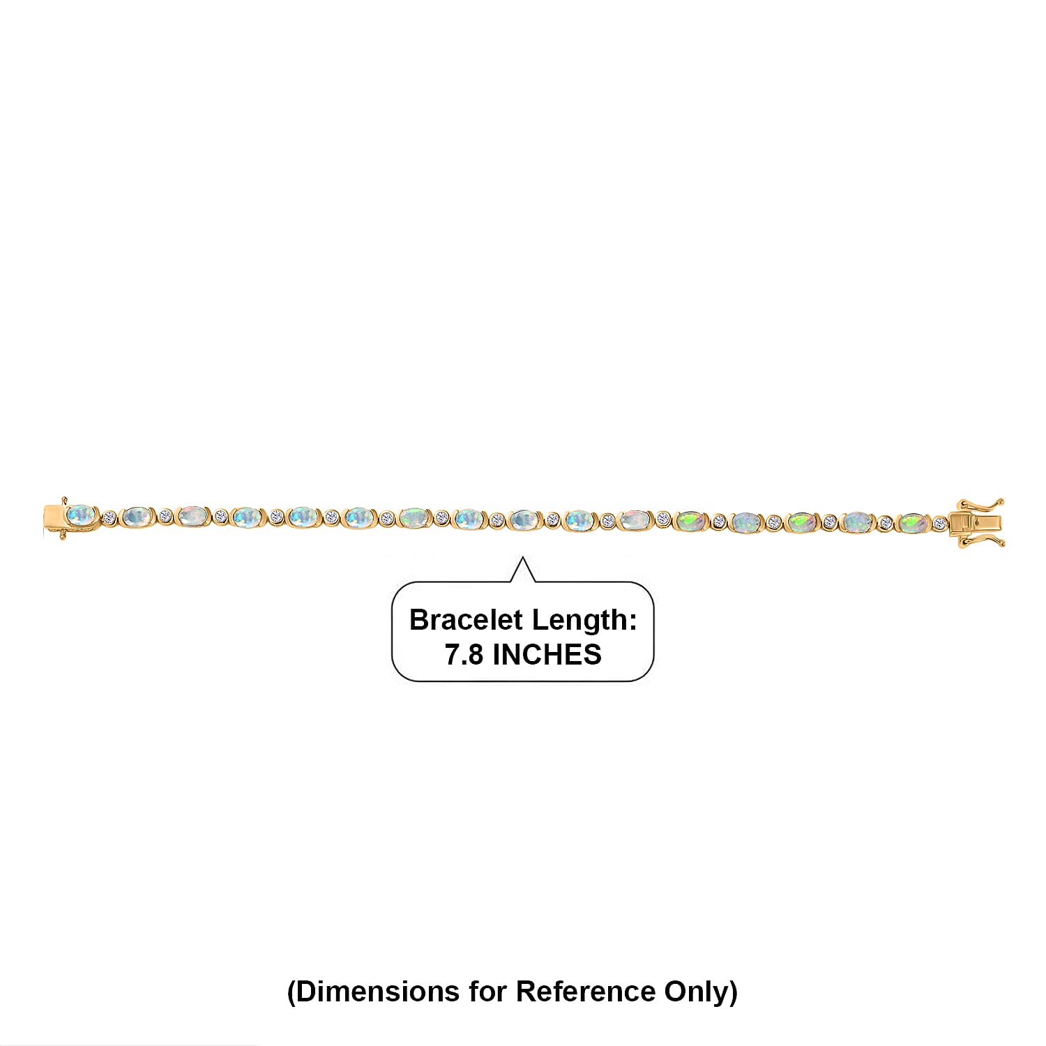 D'Joy Premium Ethiopian Welo Opal and White Zircon 5.20 ctw Bracelet in 18K Vermeil Yellow Gold Over Sterling Silver (7.50 In)