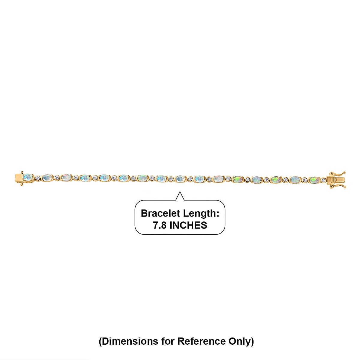 D'Joy Premium Ethiopian Welo Opal and White Zircon 5.20 ctw Bracelet in 18K Vermeil Yellow Gold Over Sterling Silver (7.50 In) image number 4