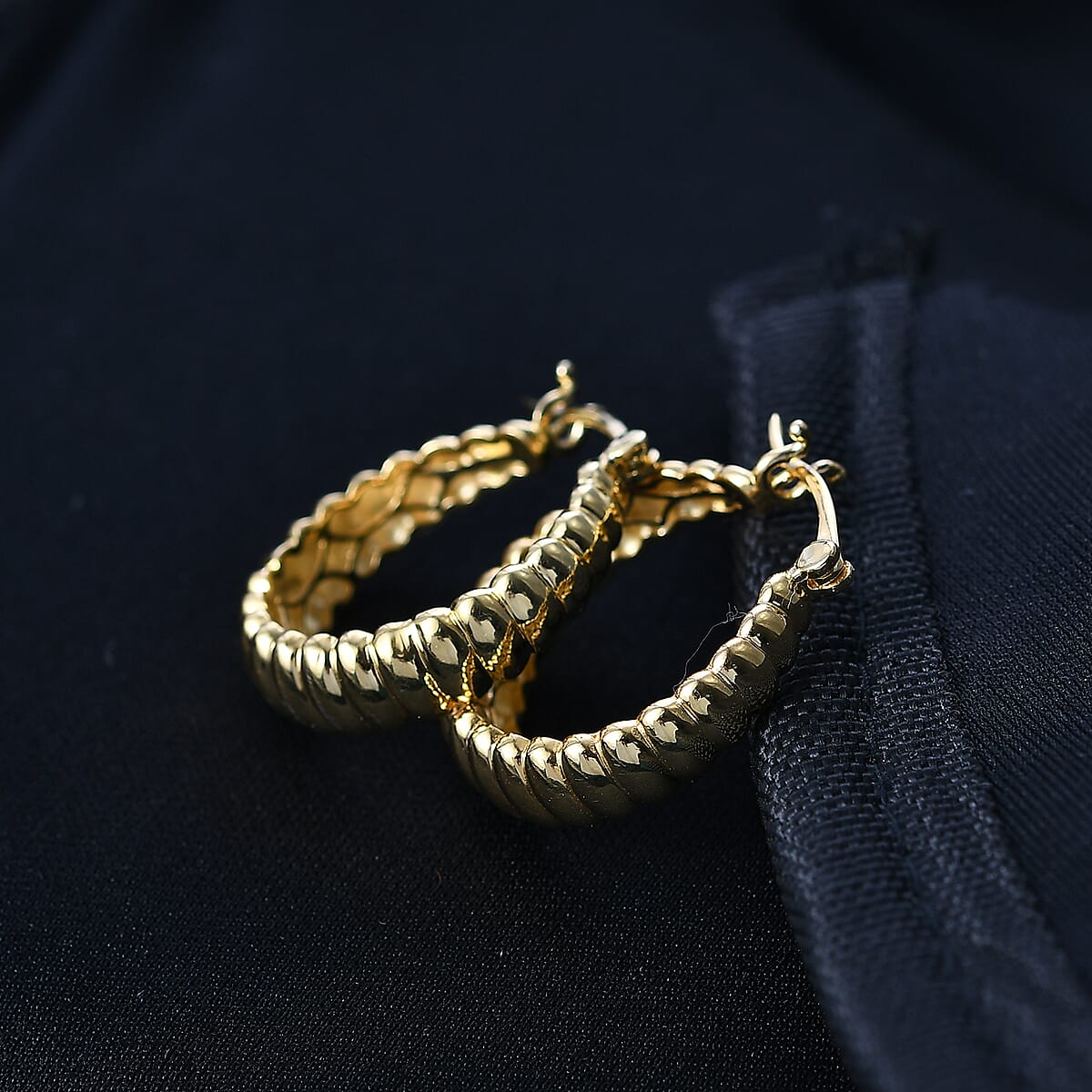 EverTrue Bronzella Collection Ribbed Hoop Earrings in 18K YG Plated Bronze image number 1