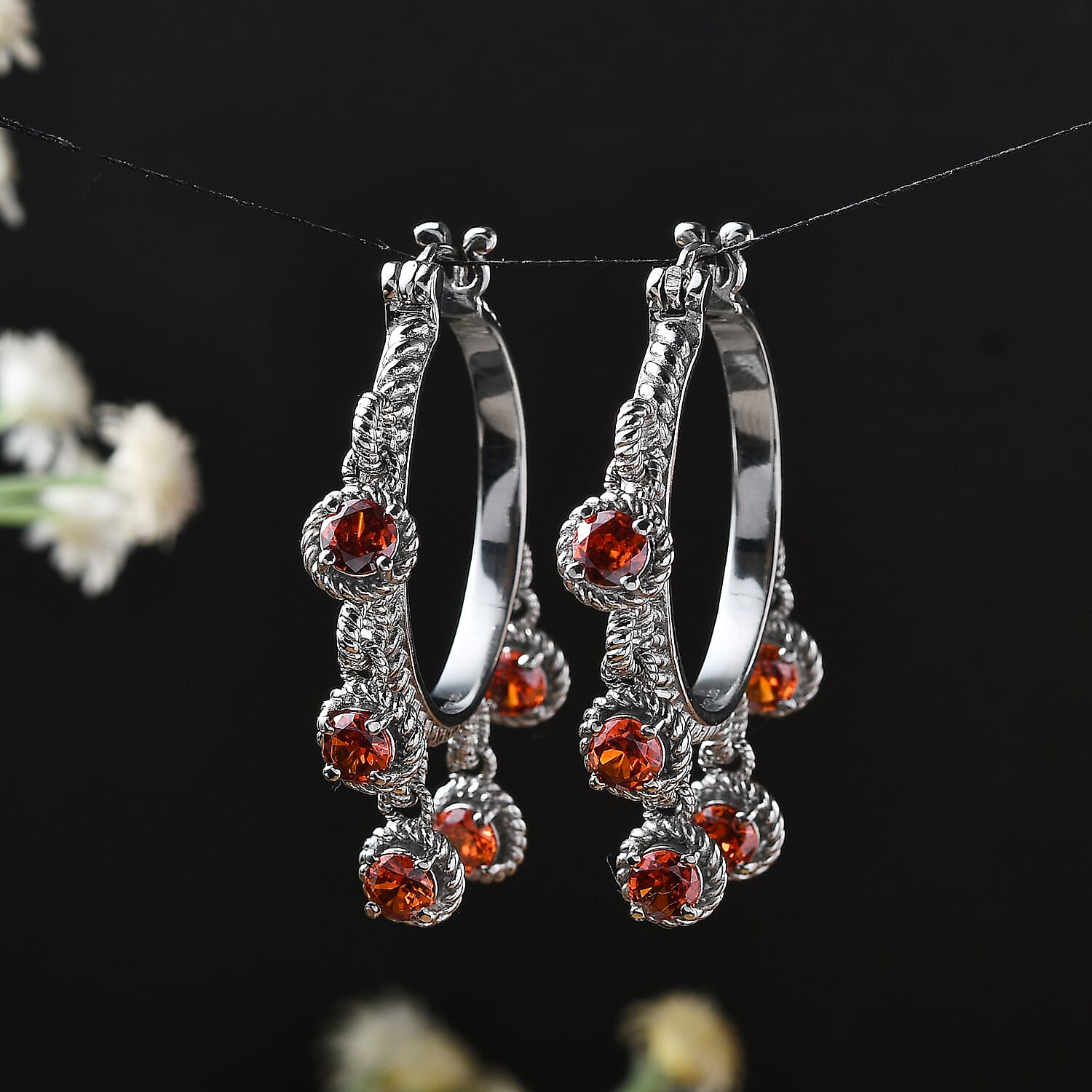 EverTrue Simulated Red Diamond Earrings in Stainless Steel