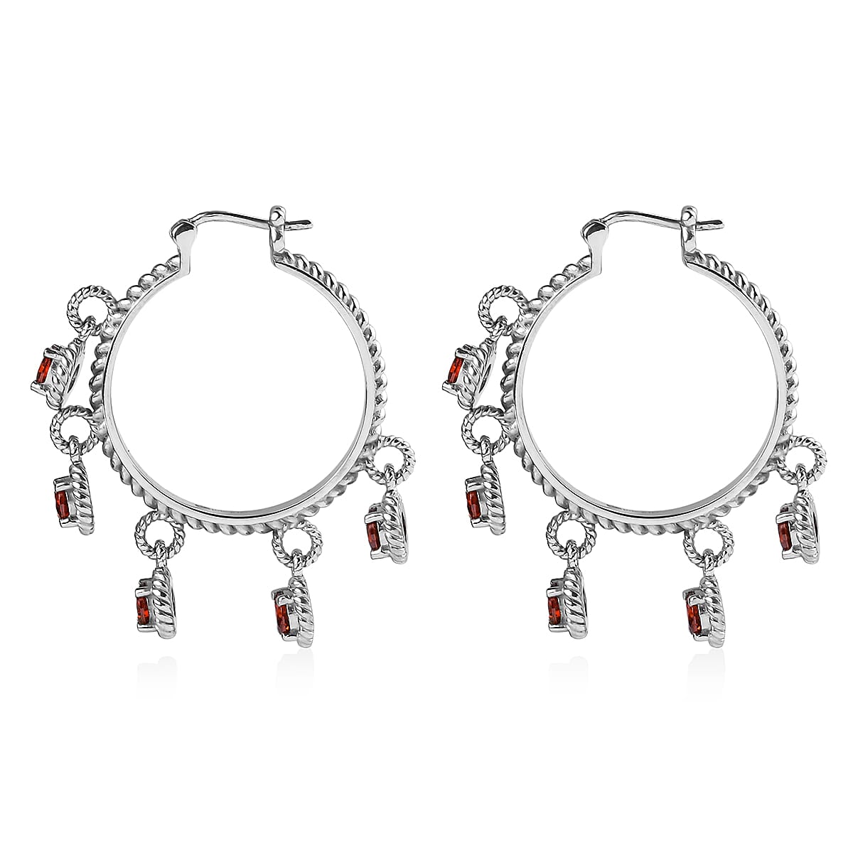 EverTrue Simulated Red Diamond Earrings in Stainless Steel